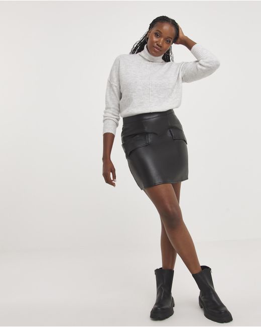 Simply Be White Pocket Stretch Pu Mini Skirt