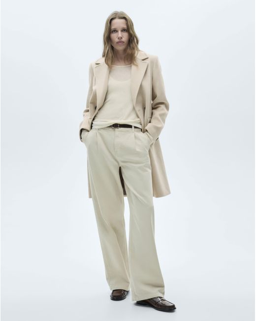 Mango White Double Breasted Wool Coat
