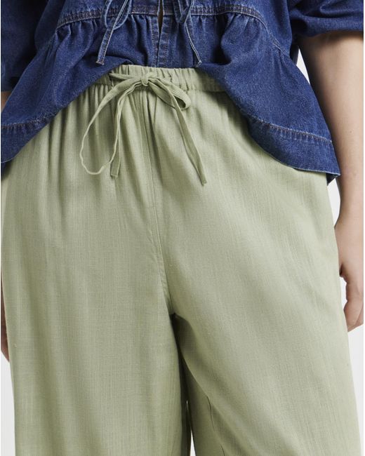 Simply Be Green Wide Leg Linen Mix Trousers