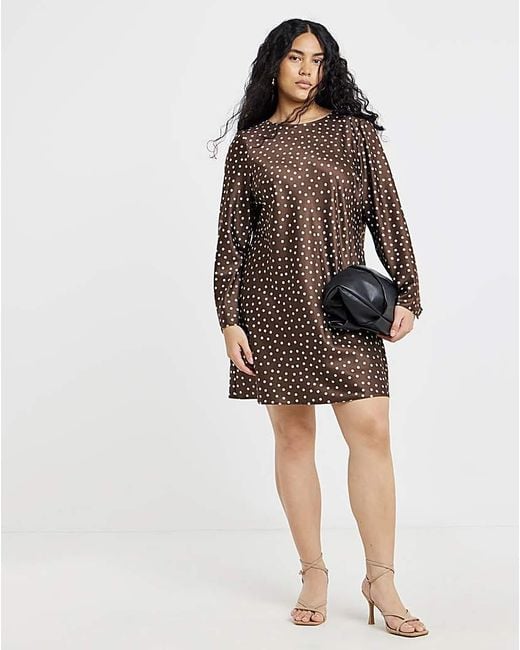 Simply Be Brown Satin Shift Dress