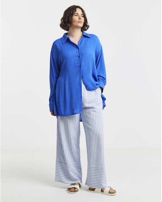 Simply Be Blue Oversized Crinkle Shirt