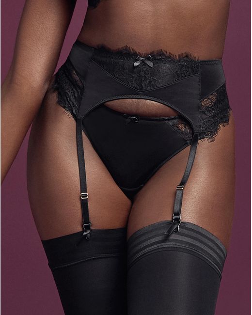 Figleaves Black Pulse Lace Suspender