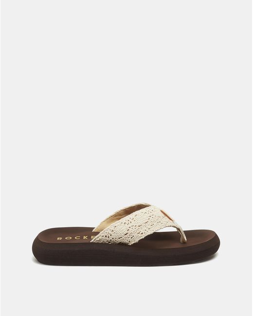 Rocket Dog White Crochet Toe Post Sandals