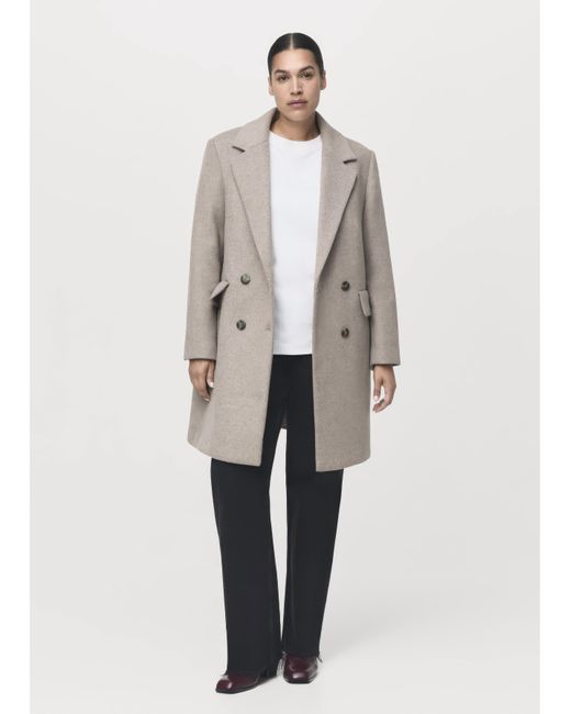 Mango Natural Cream Button Up Coat