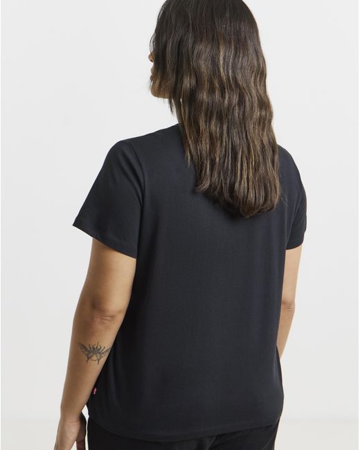 Levi's Black Perfect Tee Embroidered Caviar