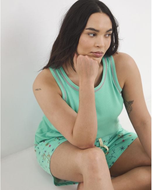 Simply Be Green 2 Pack Ribbed Shortie Set