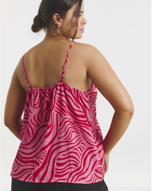 Simply Be Red Zebra V Neck Cami