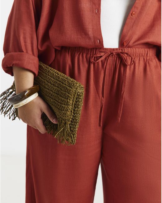 JD Williams Red Tie Waist Linen Wide Leg Trousers