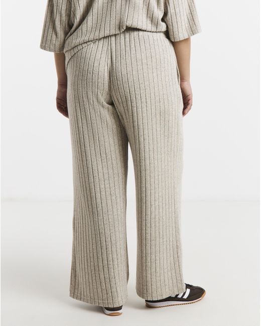 Simply Be Black Cut & Sew Rib Wide Leg Joggers