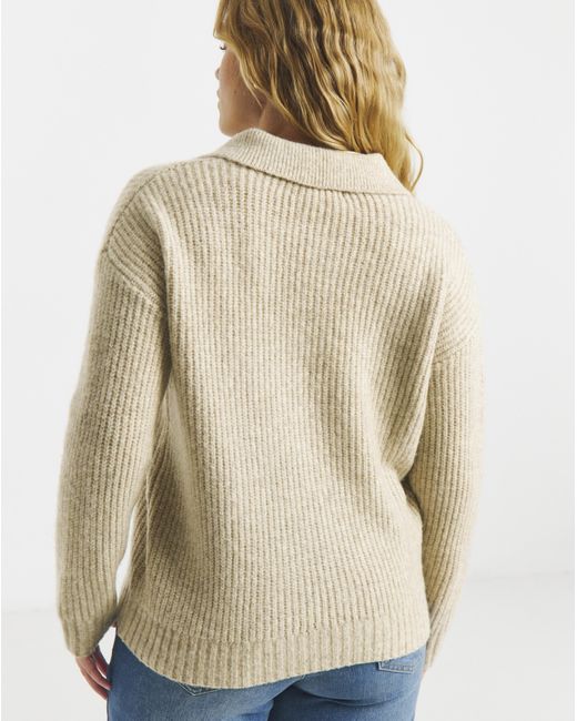 Simply Be Blue Collared Rib Jumper