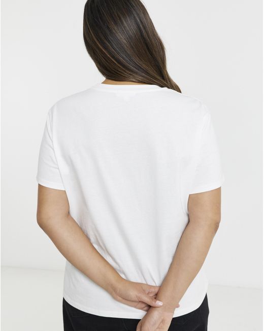 Simply Be White Heart Diamante Crew Neck T-Shirt