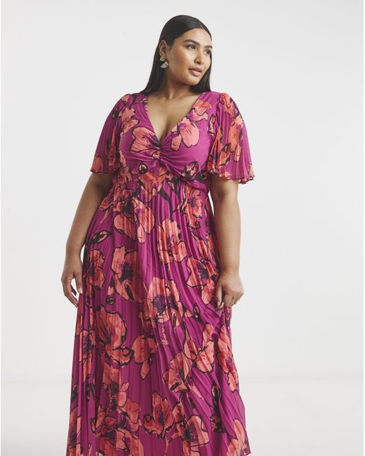 Joanna Hope Pink Printed Pleated Dress