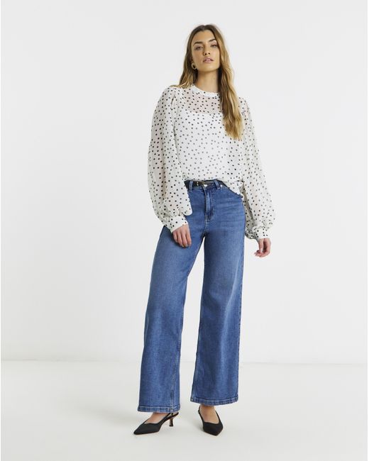 Simply Be White Exaggerated Sleeve Blouse
