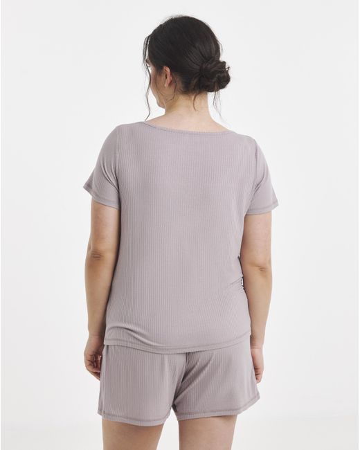 Simply Be Purple Modal Rib Shortie Set