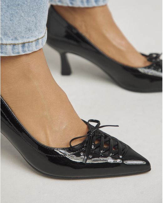 Simply Be Blue Lace Front Pointy Toe Court Shoe Exwide