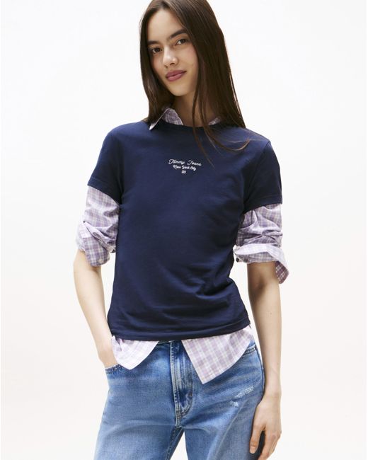 Tommy Hilfiger Blue Slim Logo Script T-Shirt