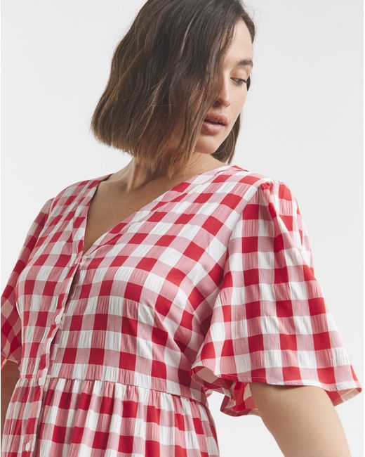 Simply Be Red Gingham Midi Dress