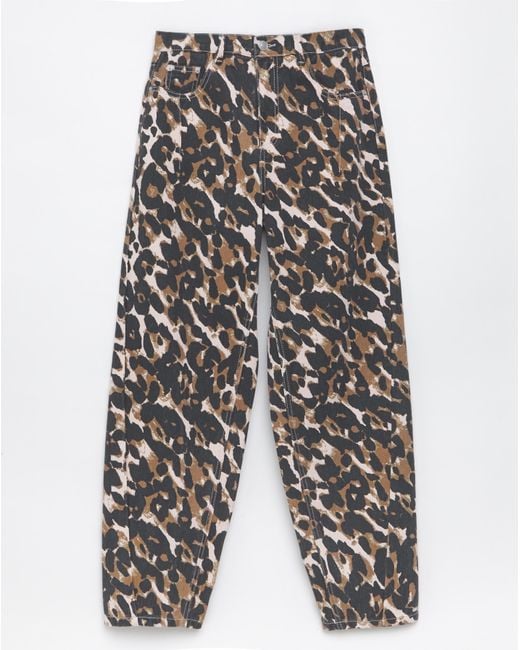 Simply Be White Print Barrel Jeans