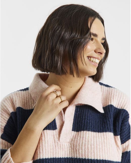 Simply Be Blue Collared Rib Jumper