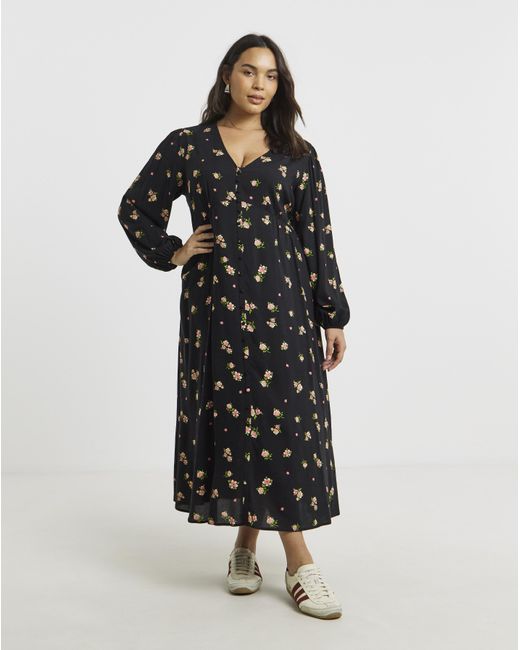 Simply Be Black Button Through Midi Dress
