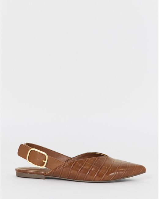 Simply Be Brown Slingback Pointed Shoe Wide