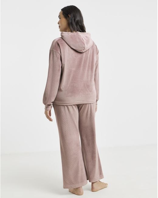 Figleaves Pink Velour Hooded Lounge Set