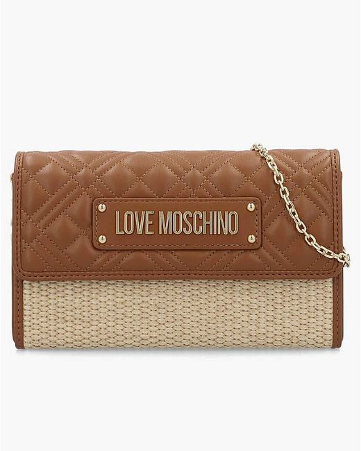 Love Moschino Brown Straw Chic Cross-Body