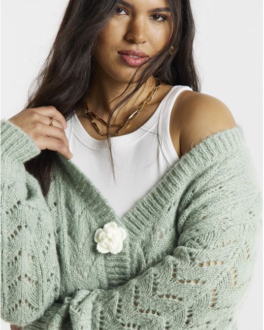Simply Be Green Pointelle Cardigan