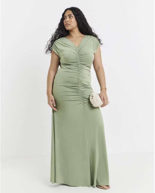 Simply Be Green Ruched Bridesmaid Dress