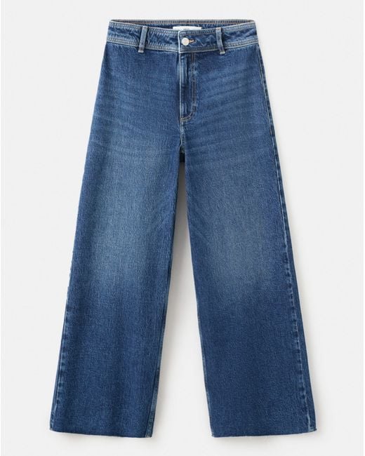 Mango Blue High Waisted Culotte Jean