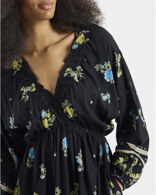Simply Be White Floral Printed Linen Blend Midi