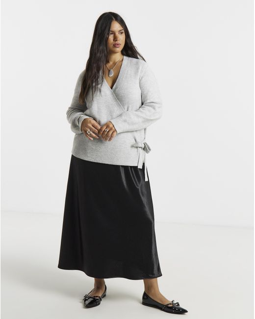 Simply Be Gray Ballet Wrap Cardigan