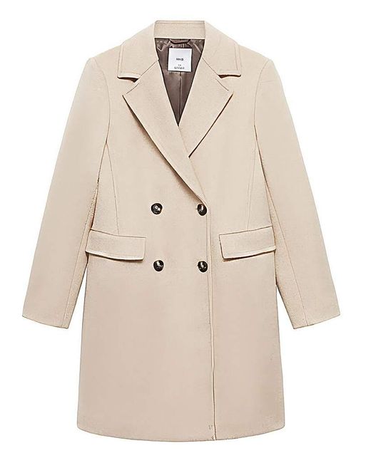 Mango White Double Breasted Wool Coat