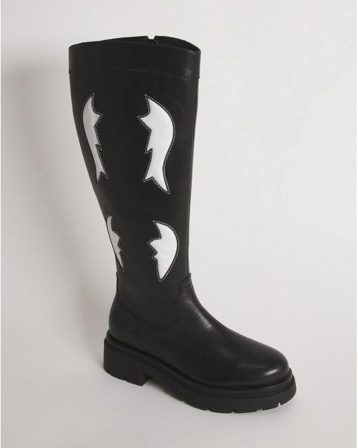 Simply Be Black Western Chunky Knee Boots Wide Sc