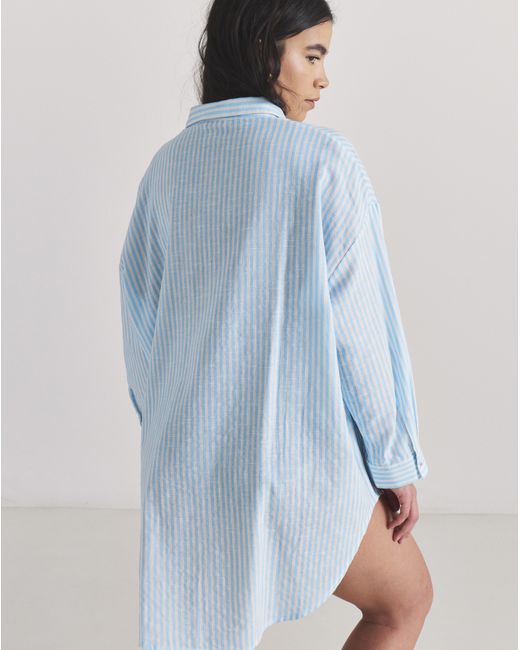 Beach To Beach Blue Embroidered Button Up Beach Shirt