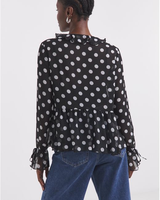 Simply Be Multicolor Spot Print Ruffle Front Blouse