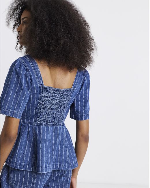 Simply Be Blue Denim Peplum Top