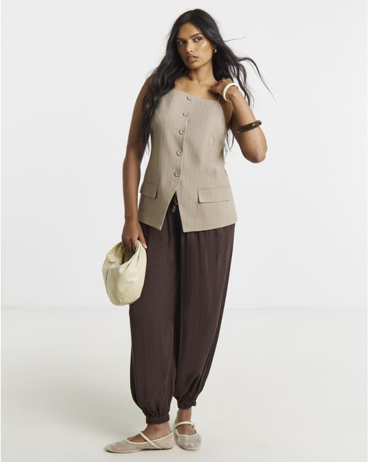 Simply Be Brown Square Neck Waistcoat