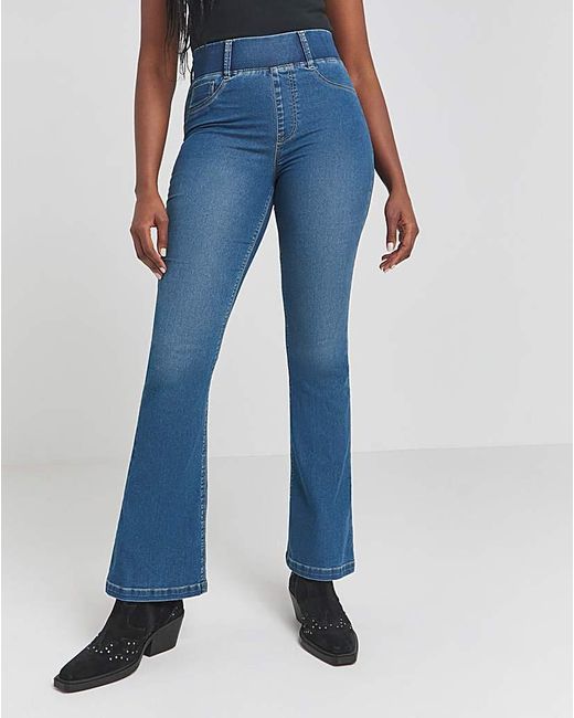 Simply Be Blue Flared Pull On Jeggings