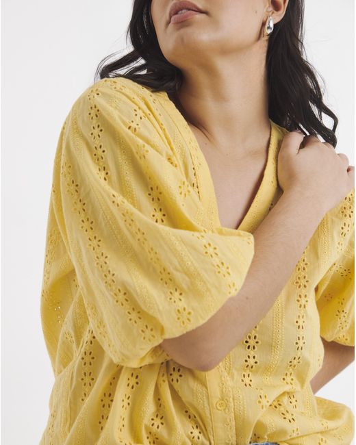 Simply Be Yellow Soft Broderie Blouse