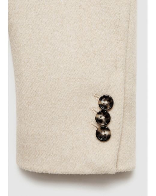 Mango White Double Breasted Wool Coat