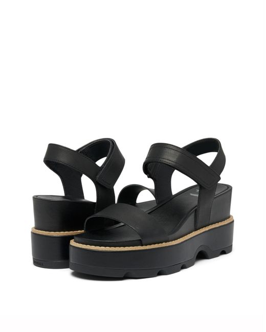 Sorel Black Joanie Iv Y Strap Wedge