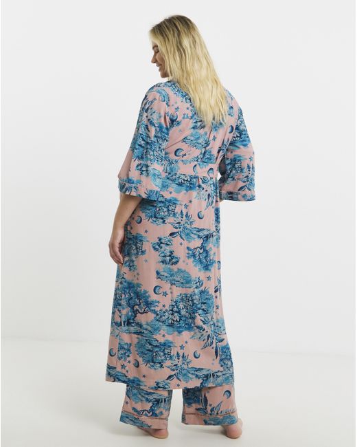 Figleaves Blue Printed Viscose Maxi Gown