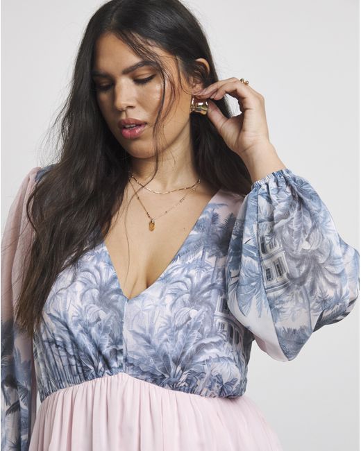Joanna Hope White Printed Volume Maxi Dress