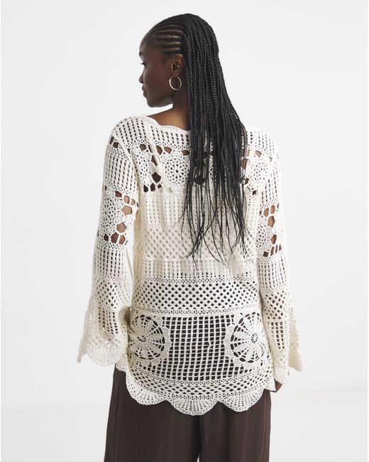 Simply Be White Crochet Smock Tunic