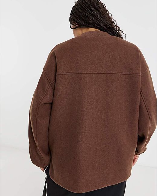 Simply Be Brown Soft Zip Bomber Jacket