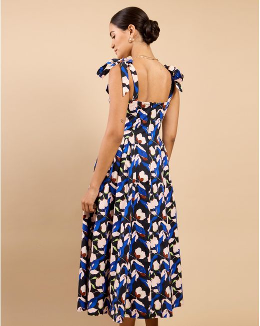 Little Mistress Blue Lm Floral Tie Midaxi