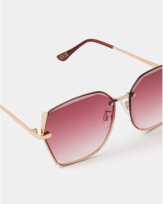 Accessorize Pink Geometric Metal Sunglasses