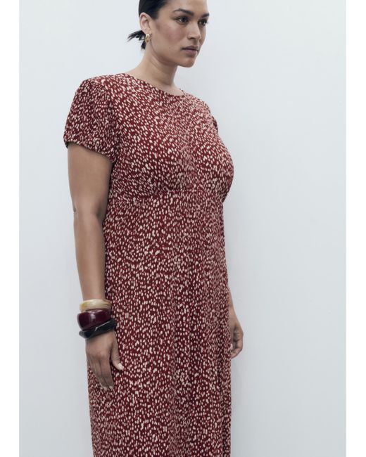 Mango Red Speckled Print Midi Dress