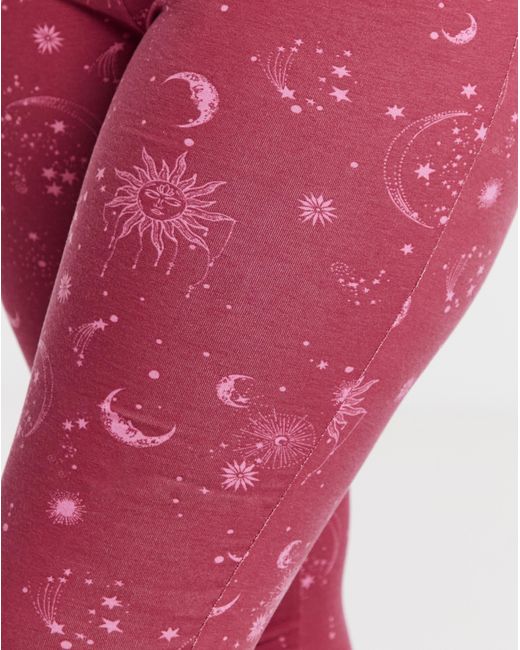 Simply Be Red Celestial Burgundy 2 Pack Legging Pj Set